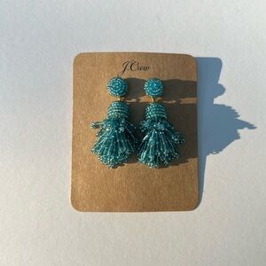 NWT J. Crew Aqua Tassel Earrings